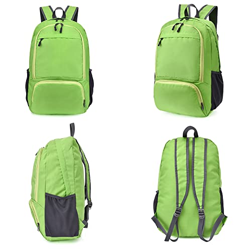 HYCOPROT 35L Packable Backpack Ultra Lightweight Foldable Rucksack Water Resistent Breathable Bag for Men Women Outdoor Camping Walking Hiking Climbing Travel Daypack (Green-1) - Image 2