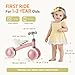 Colorful Lighting Baby Balance Bike, 1st Birthday Girl Gifts with 4 Silent Wheels & Soft Seat, Balance Bike 1 Year Old No Pedal, 12-24 Months Toddler Ride-on Toys, Baby Walker for Girls Boys, Pink