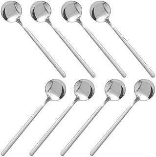 Pack of 8, Stainless Steel Espresso Spoons, SourceTon Mini Teaspoons Set for Coffee British Tea Dessert Cake Ice Cream Cappuccino, 5.3 Inch