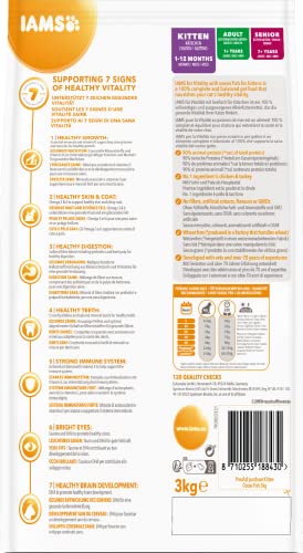 IAMS Junior Katzenfutter trocken mit Fisch - Trockenfutter für Kitten im Alter von 1-12 Monaten, 3 kg