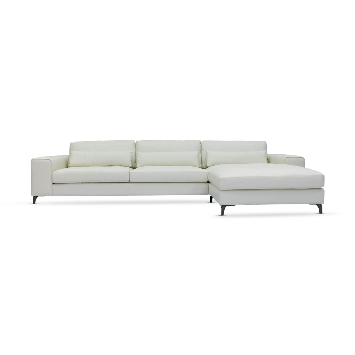 Chattels & More Devine Sofa With Right Chaise Long Leather L 356 Cm | D 190 Cm | H 85 Cm White