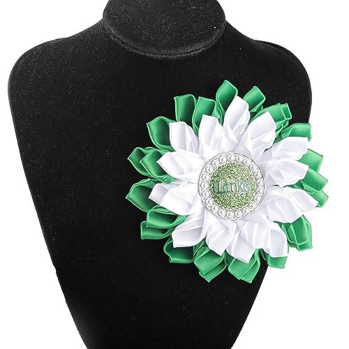 Image of CENWA Sorority Brooch Gift Green Sorority Sister Flower Brooch Pin Greek Sorority Gift for Women
