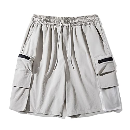 Shorts de travail d'été YXWYXWA homme pantalon court léger gris