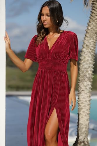 Image of Maxigerui Women's Velvet Maxi Dress Formal Dresses for Wedding Guest Dress