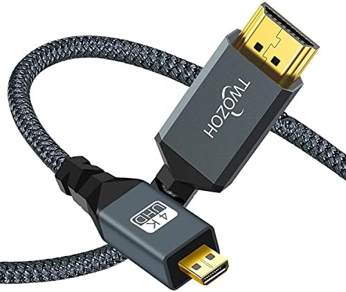 Twozoh 4K Micro HDMI to HDMI Cable 3.3FT, High-Speed Full HDMI to Micro HDMI Braided Cord Support 3D 4K/60Hz 1080p
