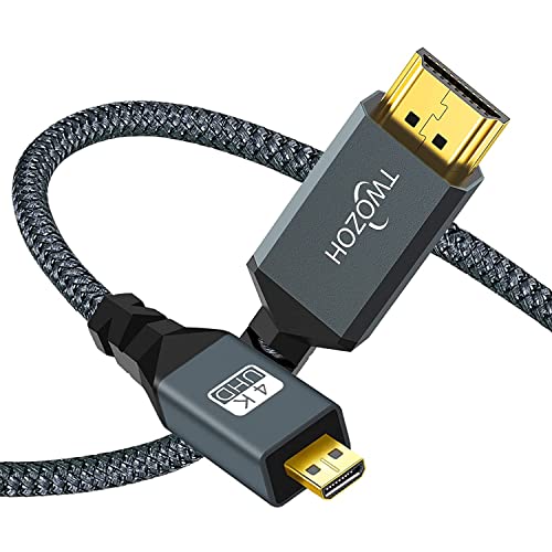 Twozoh Cable Micro HDMI a HDMI 2M, Micro HDMI Tipo D a HDMI Tipo A supporta 4K/60Hz 1080P 2.0a/b 2.0/1.4a