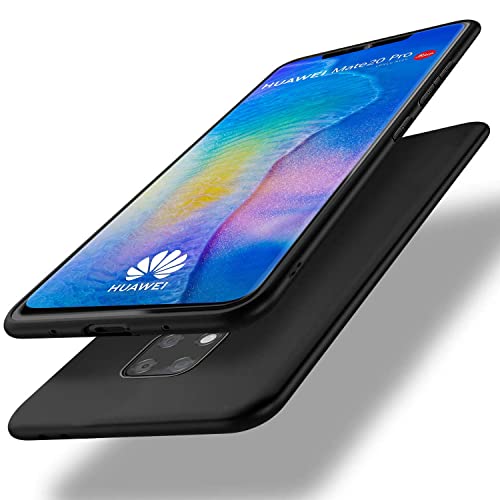 Agedate Hülle für Huawei Mate 20 Pro, Premium Weiches TPU Silikon Schutzhülle Kompatible mit Mate20 Pro Handyhülle, Stoßfest, Kratzfest, Extrem Dünn, Erhöhte Kante für Displayschutz, Matt Schwarz Cover
