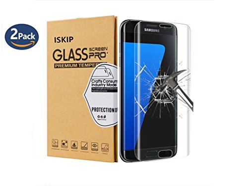 [2 pack] ISKIP Protector de pantalla para Galaxy S7, Protector de pantalla de película anti-huellas dactilares 3D HD Protector de pantalla de película para Galaxy S7-Not Glass