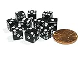 Koplow Games Set of 10 Black 8mm Six Sided D6 Small Square Dice with White Pips