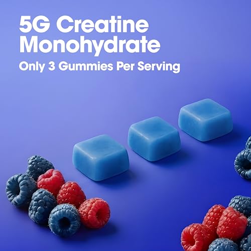 Image of Optimum Nutrition Creatine Monohydrate Gummies, Blue Raspberry Flavor, 105 Count, 35 Servings, 5g Creatine per Serving (Packaging May Vary)