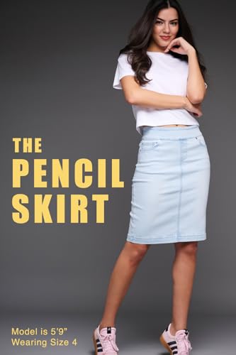 Women's Pull-On Stretchy and Soft Casual and Dressy Denim Pencil Skirt4