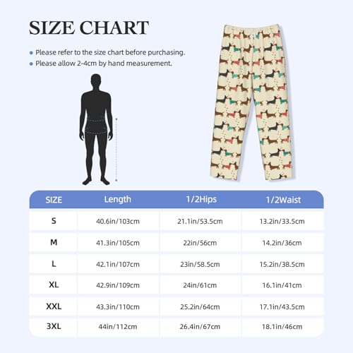 Dachshund Dog For Men'S Lightweight Pajama Pants Adjustable Drawstring & Pockets All-Season Sleepwear4