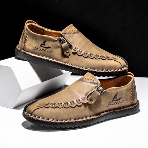 Men's Hand - Stitched Loafers, Stylish Casual Leather Shoes - Ideal for Urban Strolls, Leisure Hangouts & Daily Commute3