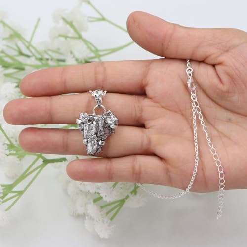 Bijoux pendentif en pierre précieuse et météorite argent 925 de 48cm