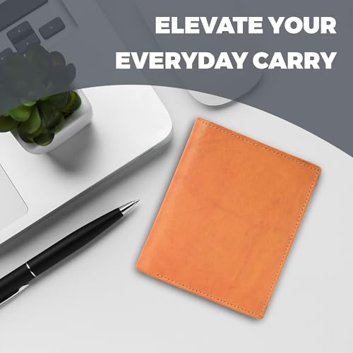 AG Wallets RFID Blocking Wallet for Men - Bifold Slim Wallet - Travel Wallet with 8 Card Holders, Full Size Bill Slot & 4 ID Windows - Cowhide Leather Wallet with Dual Flip Out ID Flaps - Tan2