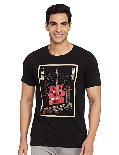 Image of Max Men Cotton Graphic Printed Crew Neck Slim Fit T-Shirt