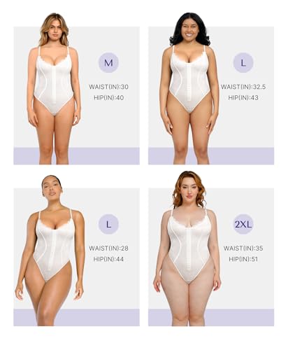 Image of SHAPELLX Lace Bodysuit for Women Tummy Control Shapewear Backless Body Suits One Piece Body Shaper Thongs