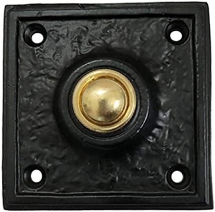 Adonai Hardware "Hosanna" Black Antique Iron Square Bell Push - Matte Black Powder Coated