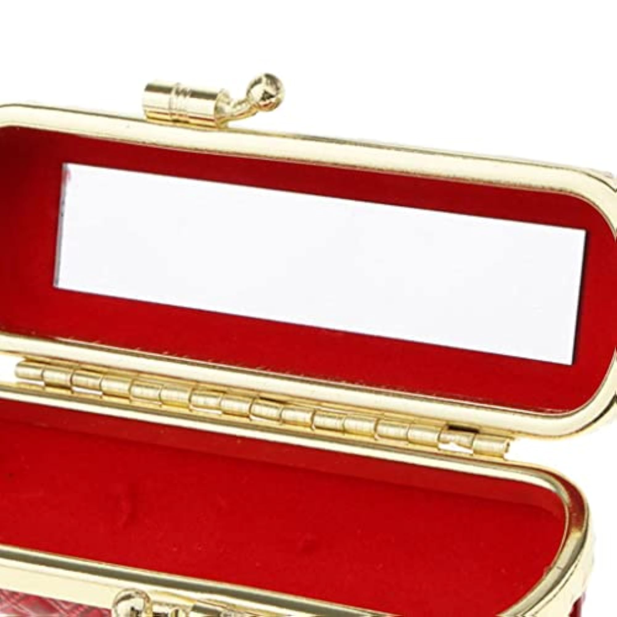 Red Leather Lipstick Case with Mirror for Makeup