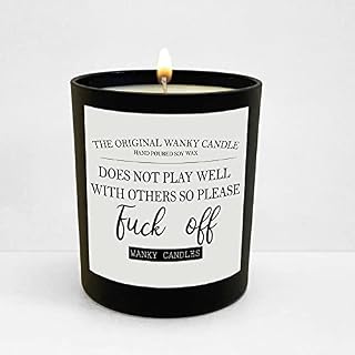 Wanky Candle Black Scented Candle Friendship Funny Gift for Friend Rude Candle Does NOT Play Well with Others SO Please F**K Off WCBJ25