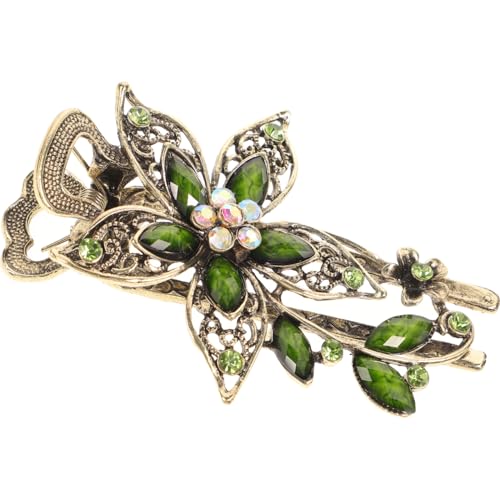 Pince à cheveux verte vintage cristal barrette crabe pour femme élégante