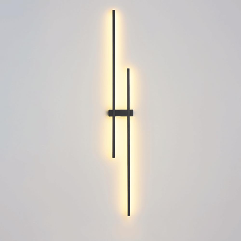 Applique murale linéaire noire LED moderne ultra-mince en métal et acrylique blanc