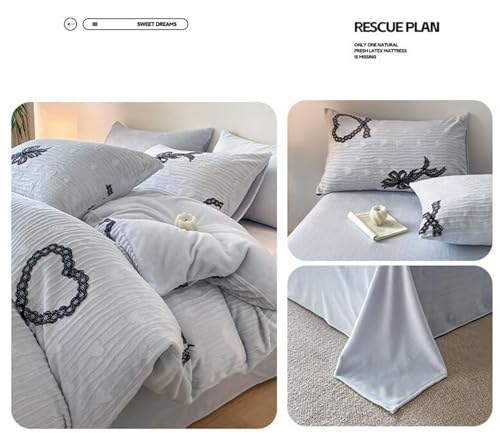 Parure de lit housse de couette velours cocon bleu