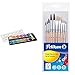 Pelikan 720854 720250 Deckfarbkasten K12, 12 Farben + 1 Tube Deckweiß, Schul-Standard & 700405 Pinsel Starter-Set mit 5 Haar- und 5 Borstenpinseln