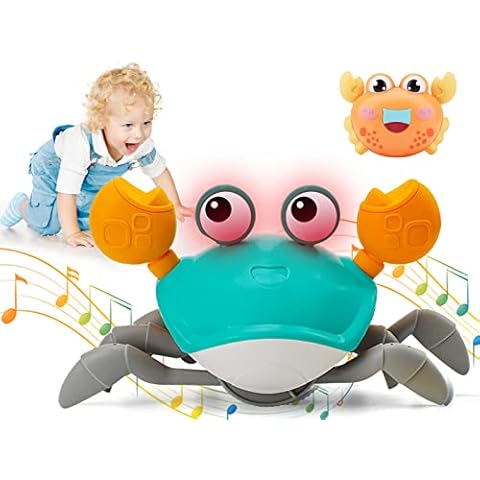 Growinlove Baby Crawling Crab Musical Toy, Toddler Electronic Light Up Crawling Toy with Automatically Avoid Obstacle, Moving Toy for Toddler Babies by Boys Girls Cover