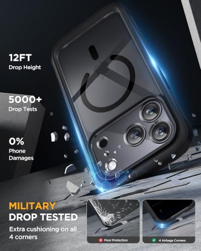 Image of Miracase for 18 Pro Max Case with Privacy Screen Protector, Black