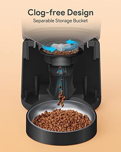 Automatic Cat Feeders,Katalic Clog-Free 4L Cat Food Dispenser With Sliding Lock Lid Storage Timed Feeder For Cat And Dogs With Voice Recorder, Programmable Meal & Portion Automatic Feeder #TOP4