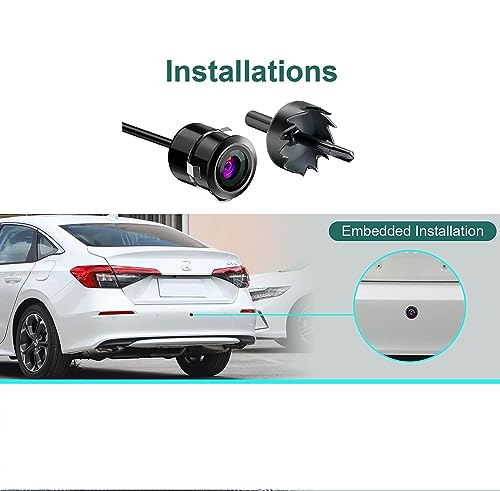 Image of Audio Wheels 1920x1080 Pixel AHD Backup Camera with Switcher Loop Cable | IP68 Waterproofing | Night Vision Reverse Camera | Compatible with Car Android Stereo | Parking Assistant HD Rear View