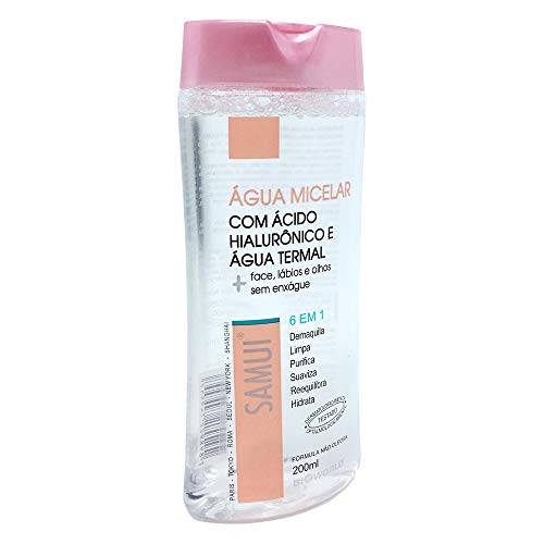 Água Micelar Samui com Ácido Hialurônico e Água Termal, Limpa, Purifica e Hidrata Frasco com 200 ml,
