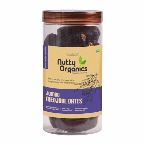 Image of NUTTY ORGANICS Medjoul Dates 400 GM | Rich in Protein & Vitamins | Khajoor | Healthy & Nutritious Snack
