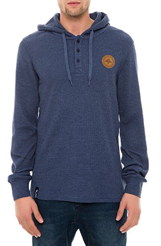 LRG Men's RC Thermal Pullover Henley Shirt, Navy Heather, X-Large
