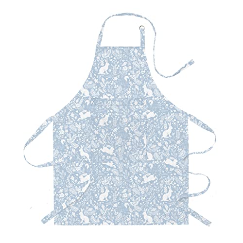 Image of Auntie Morags Le Chateau Textiles William Morris Inspired Forest Life Light Blue Cotton Kitchen Apron