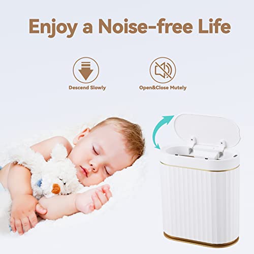 Elpheco Bathroom Trash Can With Lid Automatic Garbage Can, 2 Gallon Slim Smart Trash Can, Small Plastic Trash Bin, 10 L Narrow Motion Sensor Trash Can For Bedroom, Bathroom, Kitchen, Office #TOP5