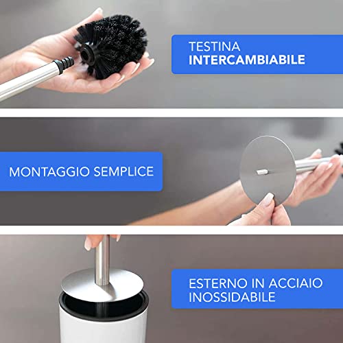Bamodi Scopino Wc In Acciaio Inossidabile Con Porta Scopino Per Toilette - 2 Pezzi Spazzolone Bagno Wc Con Utile Spazio Per Doccia - Disponibili Ricambi Per Scopini - 5