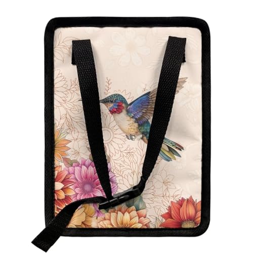 Image of Talayituse Hummingbird Daisy Print Car Trash Can with Adjustable Straps, Foldable Car Trash Bag Bin Car Garbage Bag Multipurpose Storage Box for Vehicle Travel Camping Picnicing