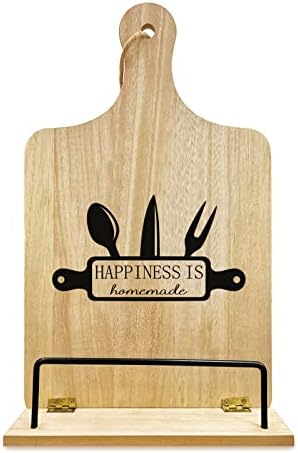 PLIGREAT Wooden Cookbook Stands, Adjustable Book Stands Large Cookbook Holder Reading Book Holder Kitchen Countertop Decor, Hanging Wood Cooking Bookstands for Textbook, Recipe, Tablet