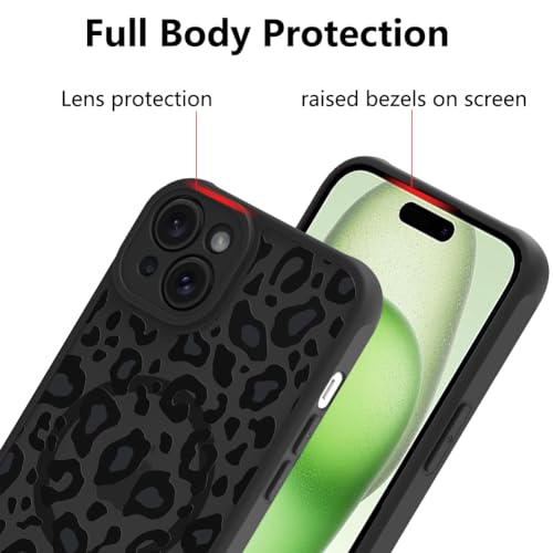 Image of KANGHAR Case for iPhone 15 Plus Phone Case Leopard Printed Pattern | Cute Cheetah [Compatible with Magsafe] Protective Magnetic Case for Girls Women Men 6.7 inch