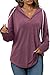 Bofell Women's Casual Lightweight Hoodies Long Sleeve White Drawstring Sweatshirts Loose Pullover Fall Fashion 2025 Purple L