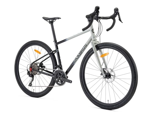 ROCKBROS SPT AL2 Vélo Gravel 700C, Cadre CR-Mo, RX400 2x10, Freins à Disque Hydraulique, Unisexe, Noir-Gris, Taille L (175-185 cm)