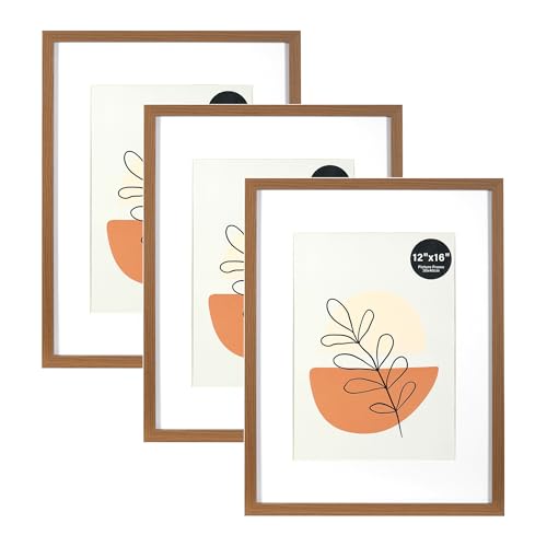 KAIWIN Picture Frame Brown 30x40cm Set of 3-21x30 cm (A4) with Mat