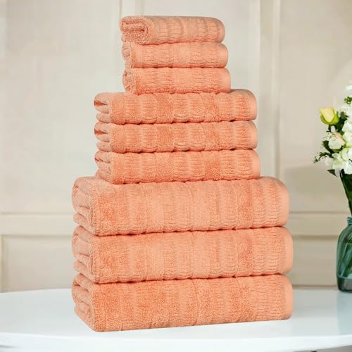 Superior Luxurious Classic Cotton Blend Towels, 9 Piece Set for
