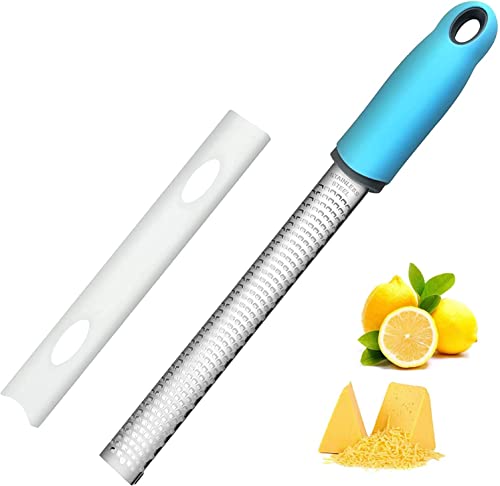Image of Baskety Stainless Steel Zester Grater Handheld for Lemon, Cheese, Ginger, Garlic, Vegetables & Fruits - 1 Piece (Blue)