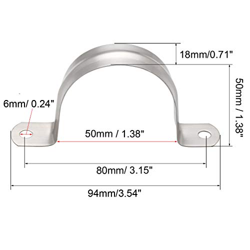 Uxcell 50Mm(2") Rigid Pipe Strap, 2 Holes 304 Stainless Steel Tension Tube Clip Clamp 4Pcs #TOP1