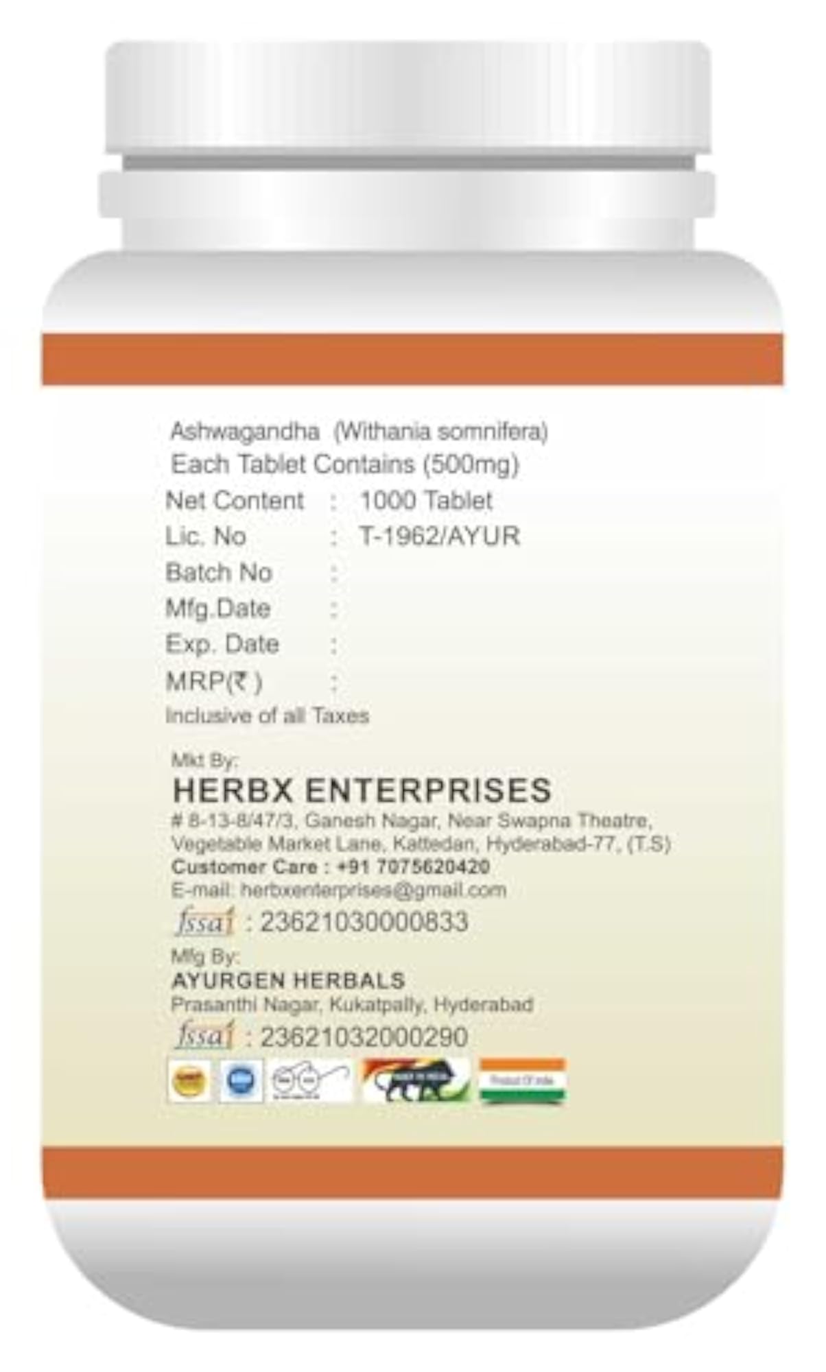 Ashwagandha Tablets, 1000 Tablets Pack Of 2