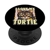 I love my tortie cat chaton propriétaire animal de compagnie tortue écaille de tortue PopSockets PopGrip Interchangeable