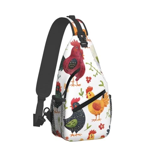 Morrales de bandolera para hombres y mujeres con diseño Chicken Rooster miniatura 2